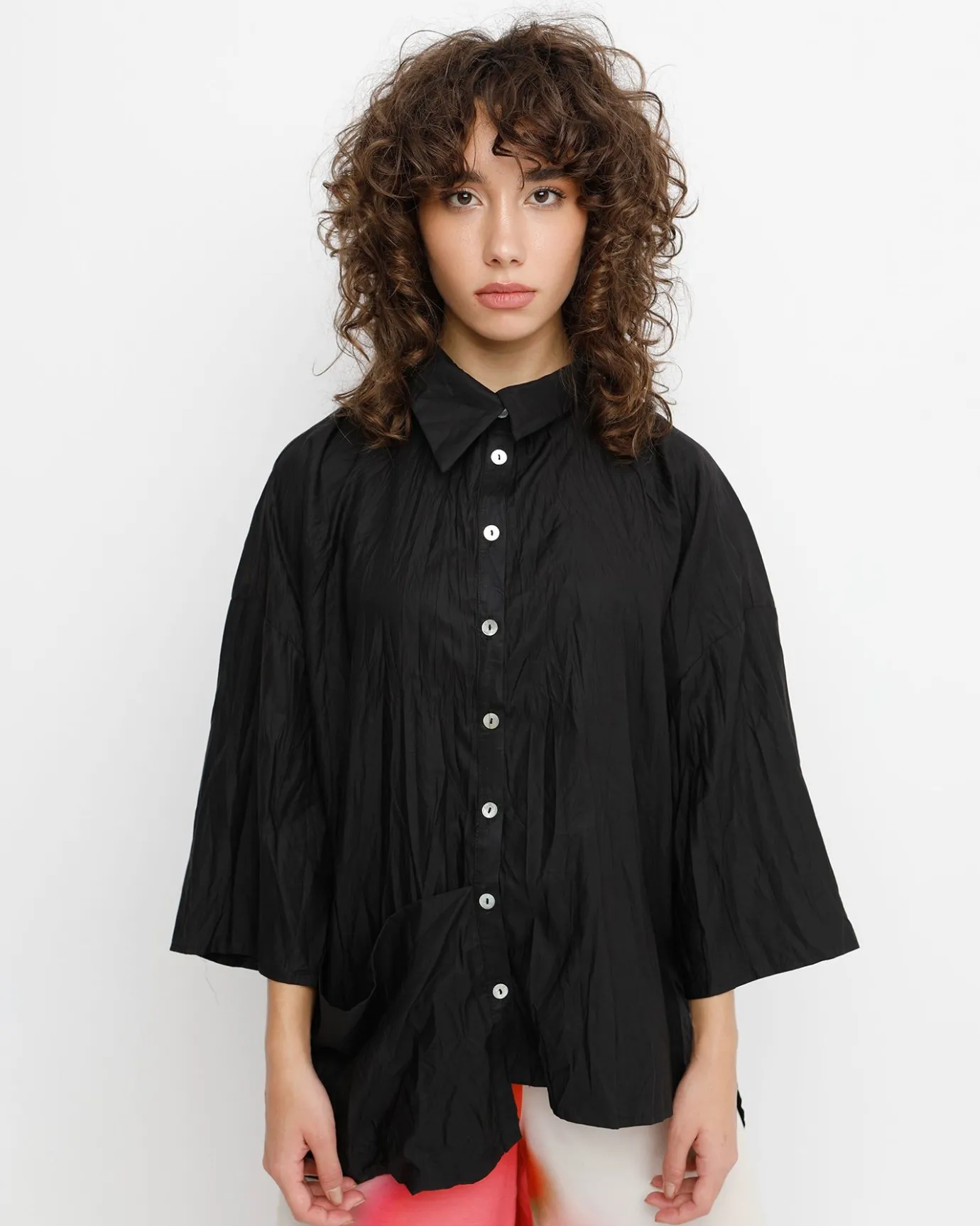 Women Alembika Tops & Tunics<Ozai N Ku Trickster Crinkle Shirt, Black