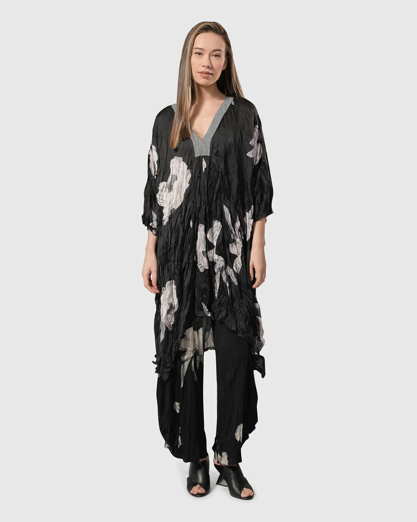 Women Alembika Plus<Paige Crinkle Caftan Tunic Dress, Roses