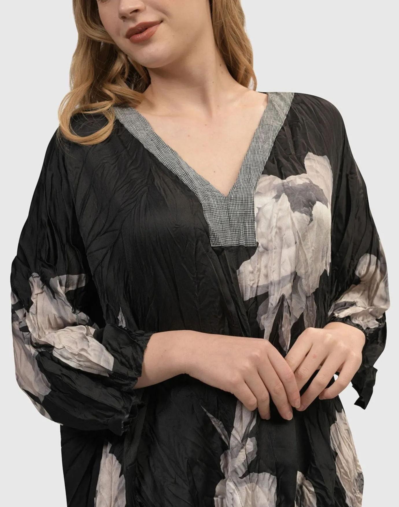 Women Alembika Plus<Paige Crinkle Caftan Tunic Dress, Roses