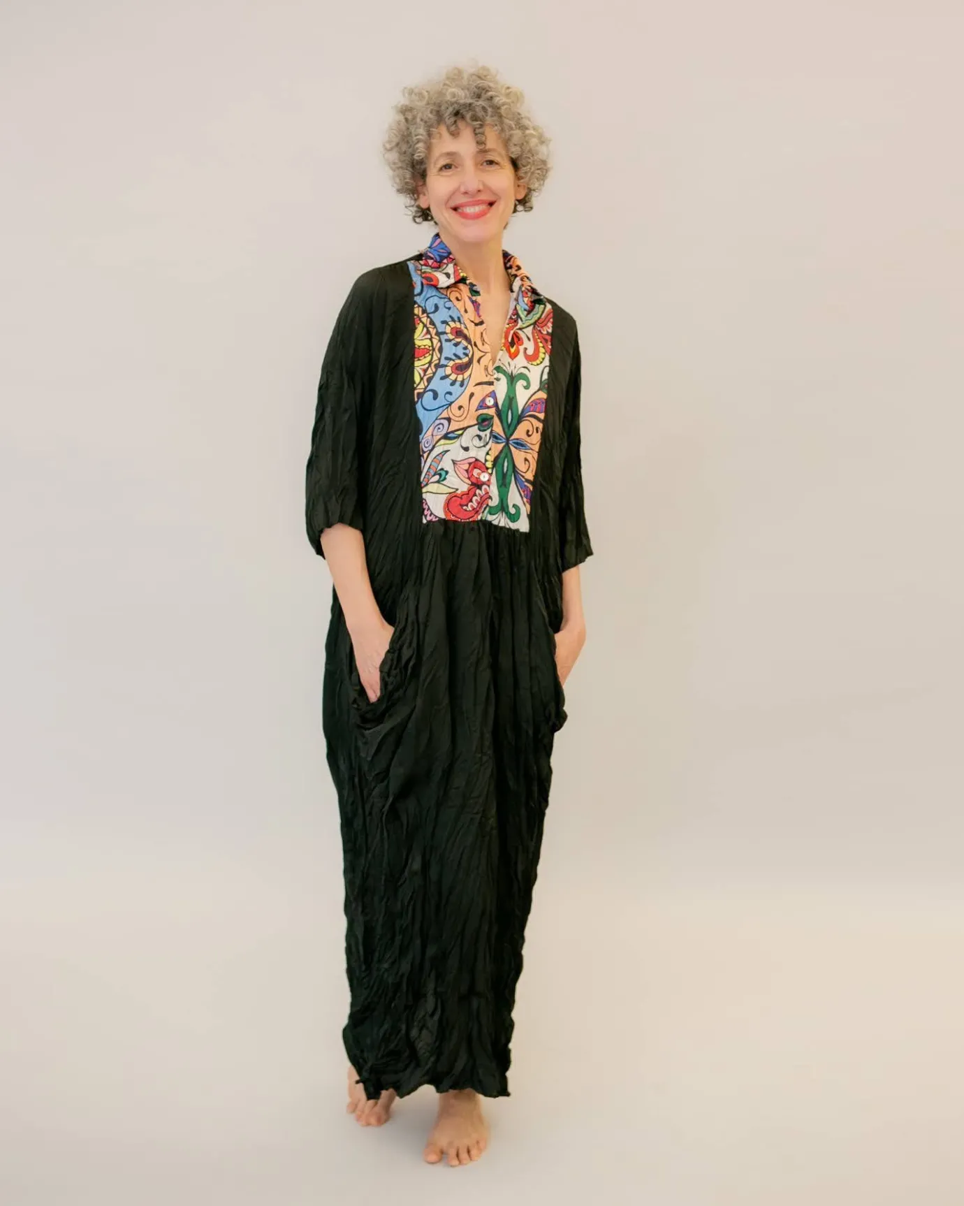 Women Alembika Plus<Paisley Bib Crinkle Maxi Dress, Multi