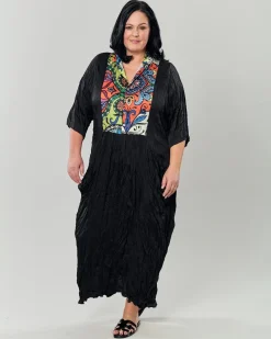 Women Alembika Plus<Paisley Bib Crinkle Maxi Dress, Multip