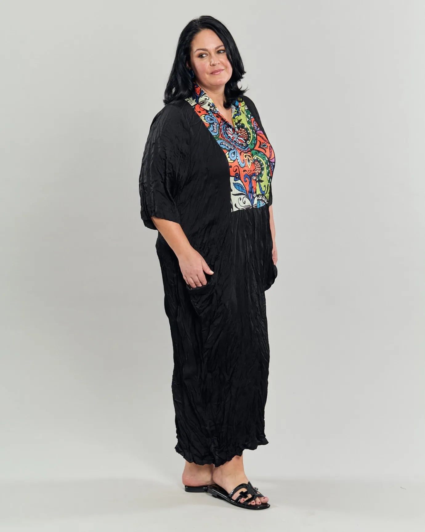 Women Alembika Plus<Paisley Bib Crinkle Maxi Dress, Multip