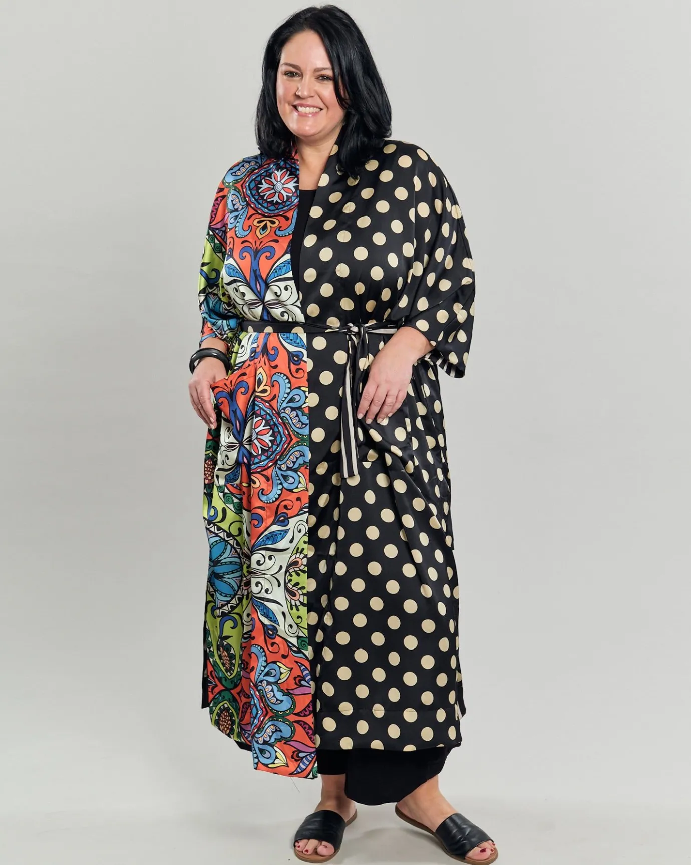 Women Alembika Plus<Paisley Dot Long Kimono Jacket, Multip