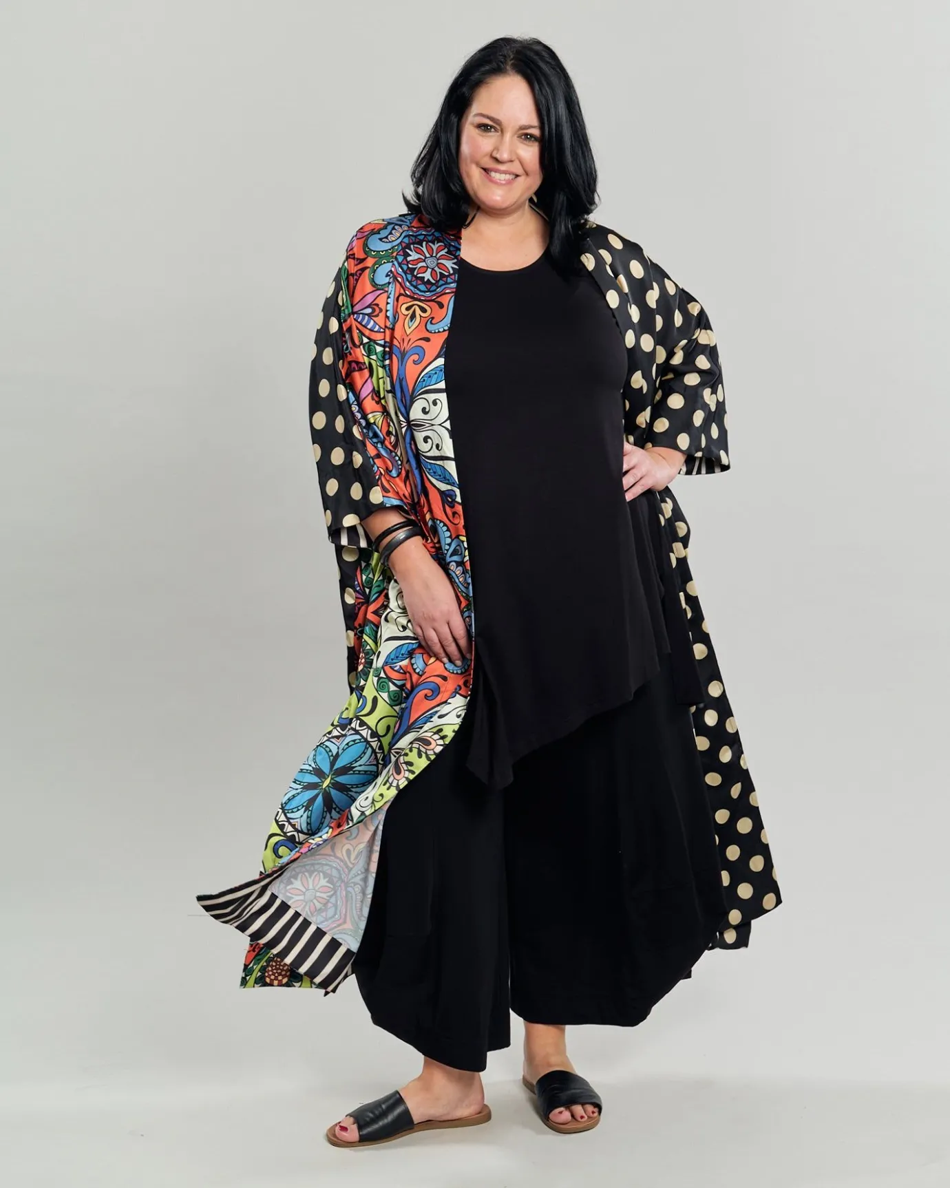 Women Alembika Plus<Paisley Dot Long Kimono Jacket, Multip
