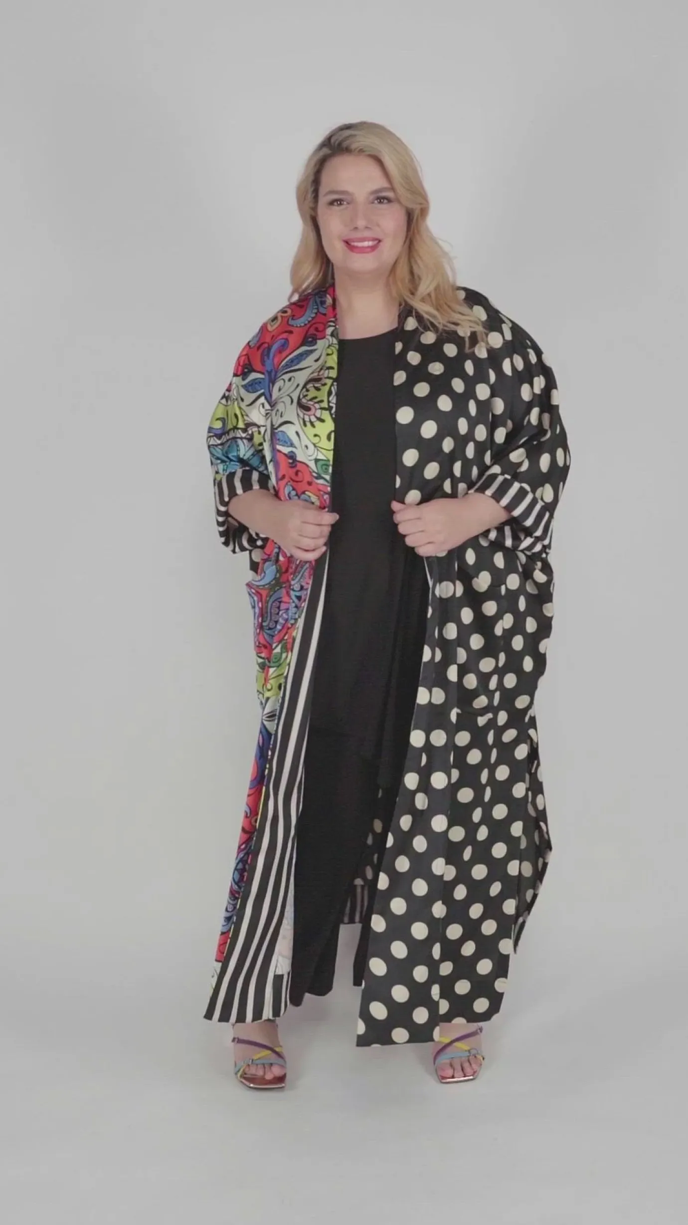 Women Alembika Plus<Paisley Dot Long Kimono Jacket, Multip