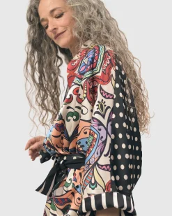 Women Alembika Plus<Paisley Dot Long Kimono Jacket, Multi