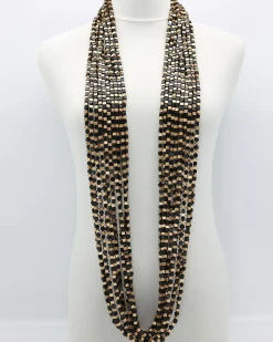 Women Alembika Accessories<Pashmina Bead Necklace, Gold/Black
