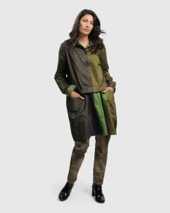 Women Alembika Plus<Patio Stones Button Down Tunic Top, Forest
