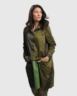 Women Alembika Plus<Patio Stones Button Down Tunic Top, Forest