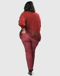 Women Alembika Plus<Pinstripe Iconic Stretch Jeans, Wine