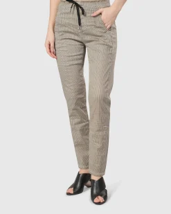Women Alembika Pants & Skirts<Pinstripe Iconic Stretch Jeans, Khaki