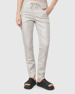 Women Alembika Plus<Pinstripe Iconic Stretch Jeans, Pearl/White