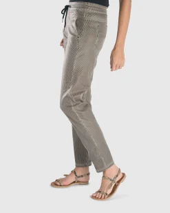 Women Alembika Plus<Pinstripe Iconic Stretch Jeans, Coffee