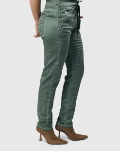 Women Alembika Pants & Skirts<Pinstripe Iconic Stretch Jeans, Teal