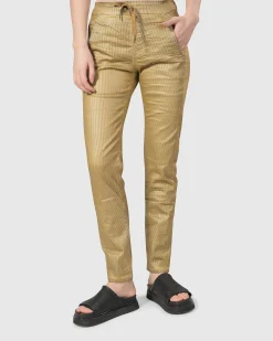 Women Alembika Plus<Pinstripe Iconic Stretch Jeans, Gold