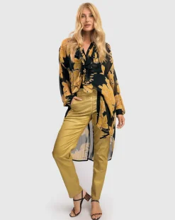 Women Alembika Plus<Pinstripe Iconic Stretch Jeans, Gold