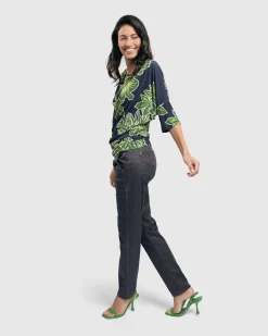 Women Alembika Pants & Skirts<Pinstripe Iconic Stretch Jeans, Navy Wash