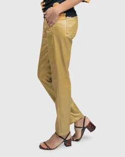 Women Alembika Pants & Skirts<Pinstripe Iconic Stretch Jeans, Gold