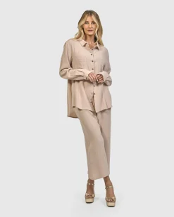 Women Alembika Plus<Recreation Button Down Top, Sand