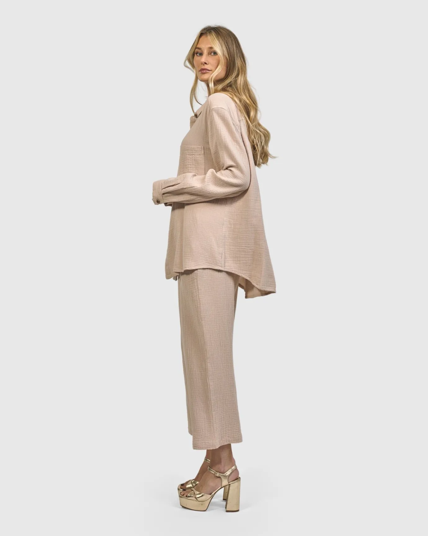 Women Alembika Plus<Recreation Button Down Top, Sand
