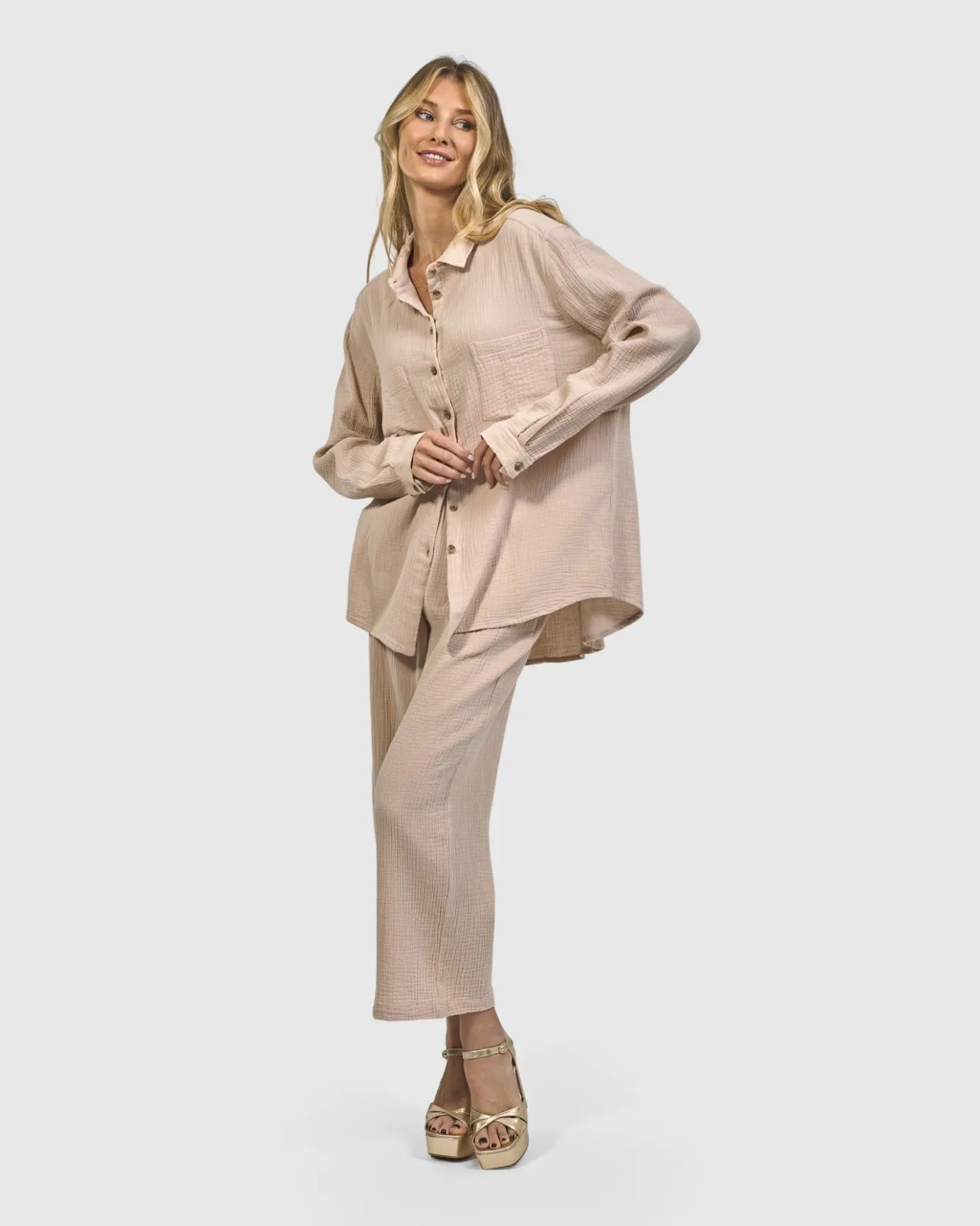 Women Alembika Plus<Recreation Button Down Top, Sand
