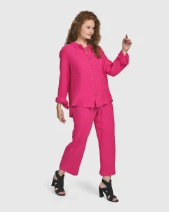 Women Alembika Plus<Recreation Button Down Top, Fuchsia