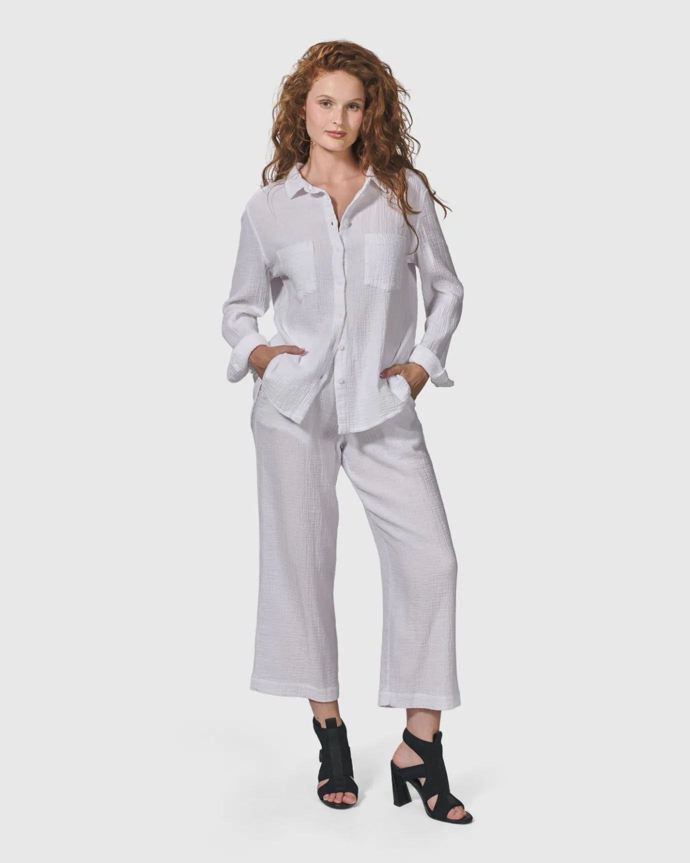 Women Alembika Tops & Tunics<Recreation Button Down Top, White