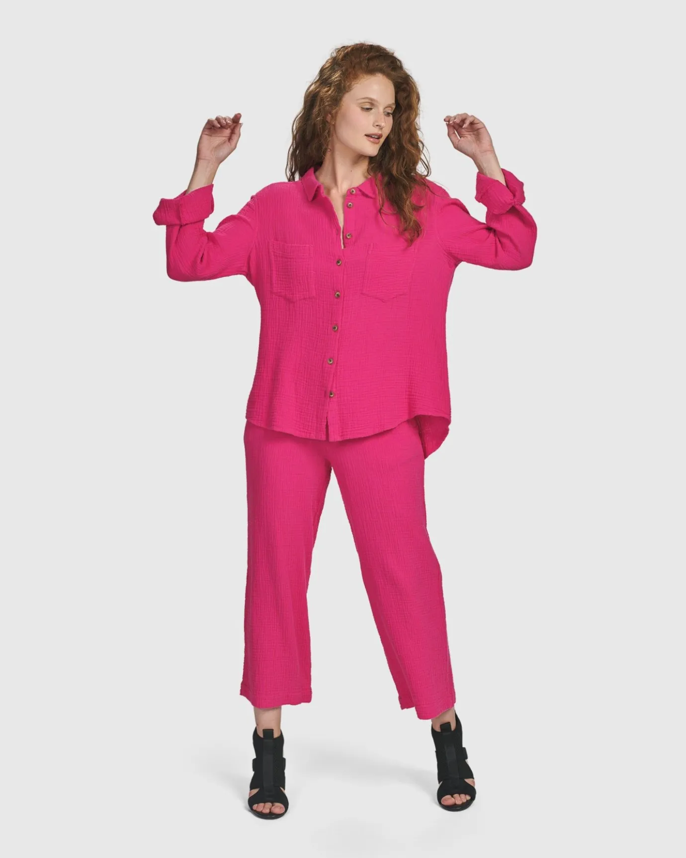 Women Alembika Tops & Tunics<Recreation Button Down Top, Fuchsia