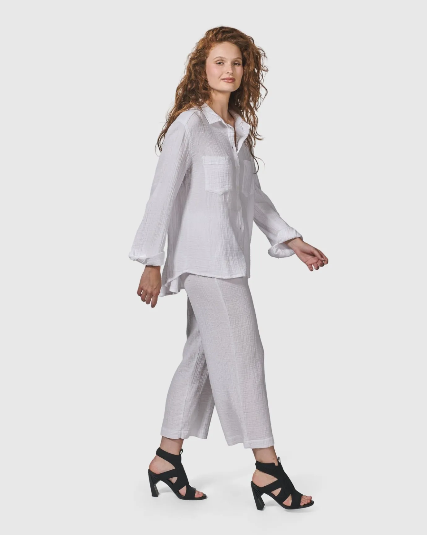 Women Alembika Plus<Recreation Button Down Top, White