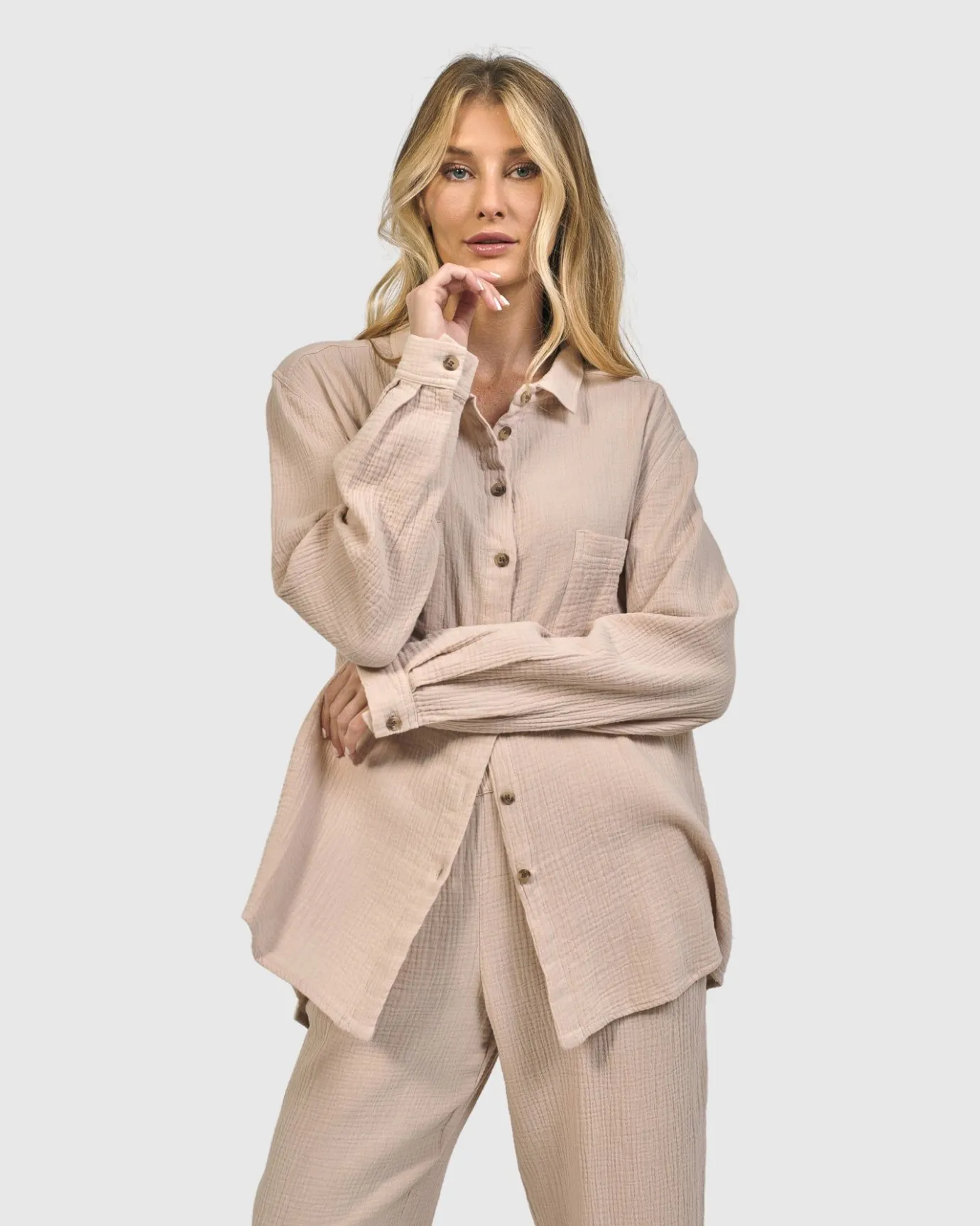 Women Alembika Tops & Tunics<Recreation Button Down Top, Sand