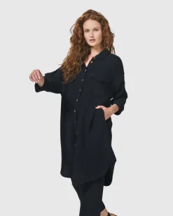Women Alembika Plus<Recreation Shirt Dress, Black