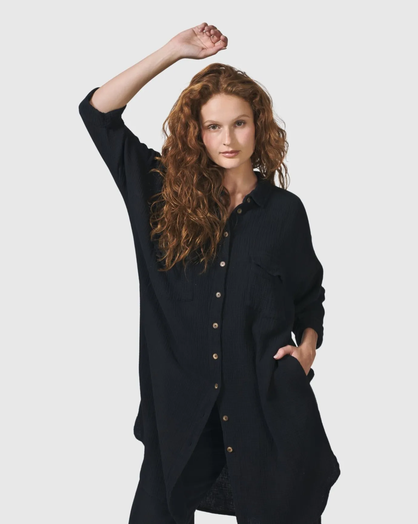 Women Alembika Tops & Tunics<Recreation Shirt Dress, Black