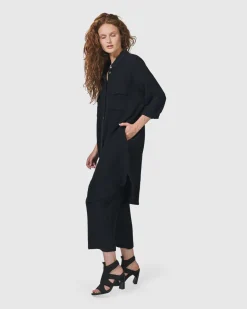 Women Alembika Tops & Tunics<Recreation Shirt Dress, Black