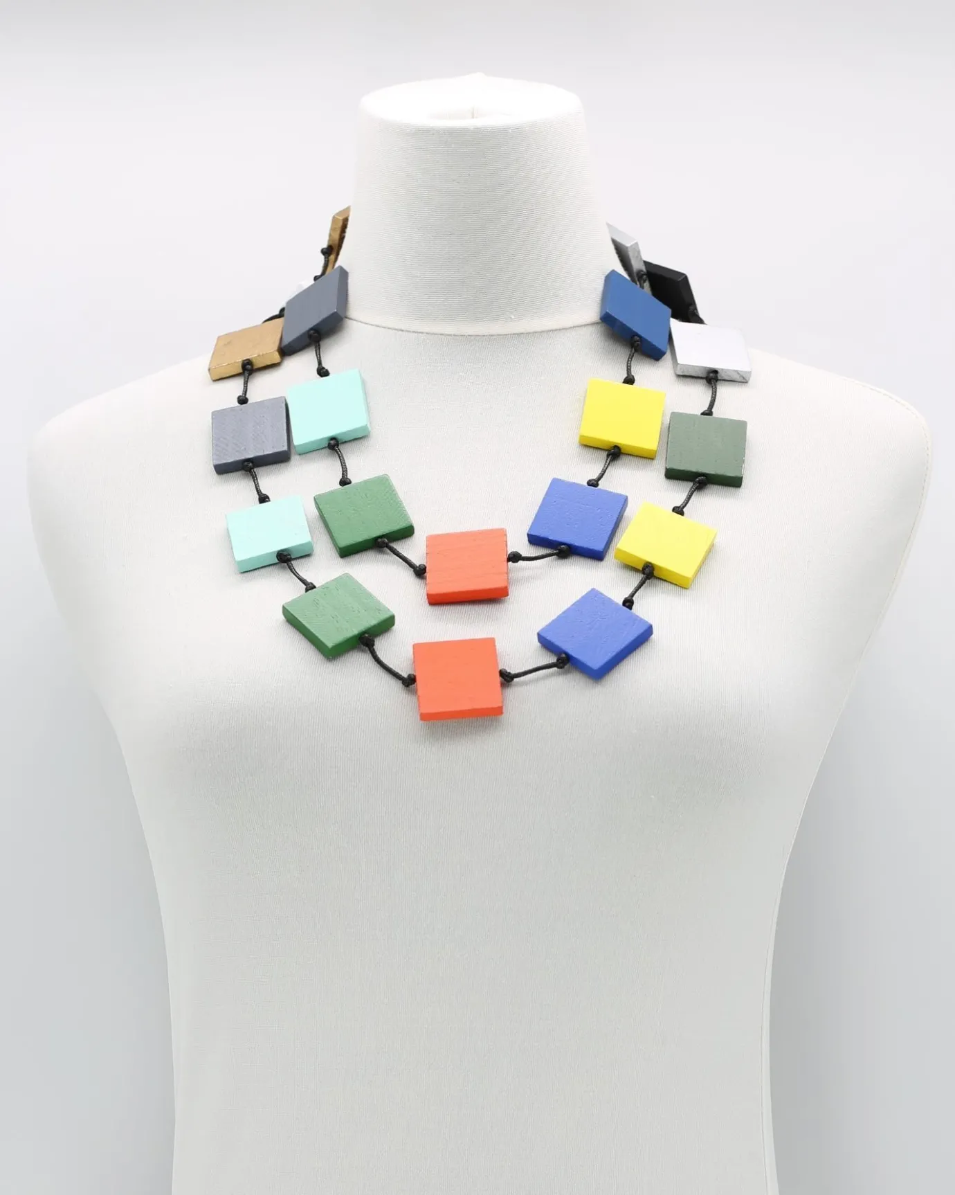 Women Alembika Accessories<Recycled Wood Square Beads Necklace, Multicolor
