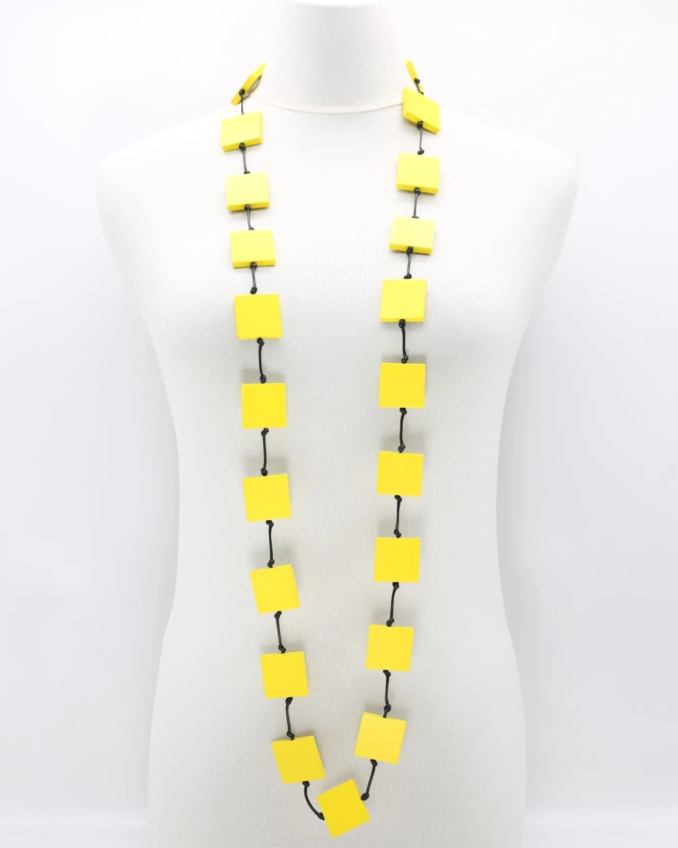 Women Alembika Accessories<Recycled Wood Square Beads Necklace, Yellow