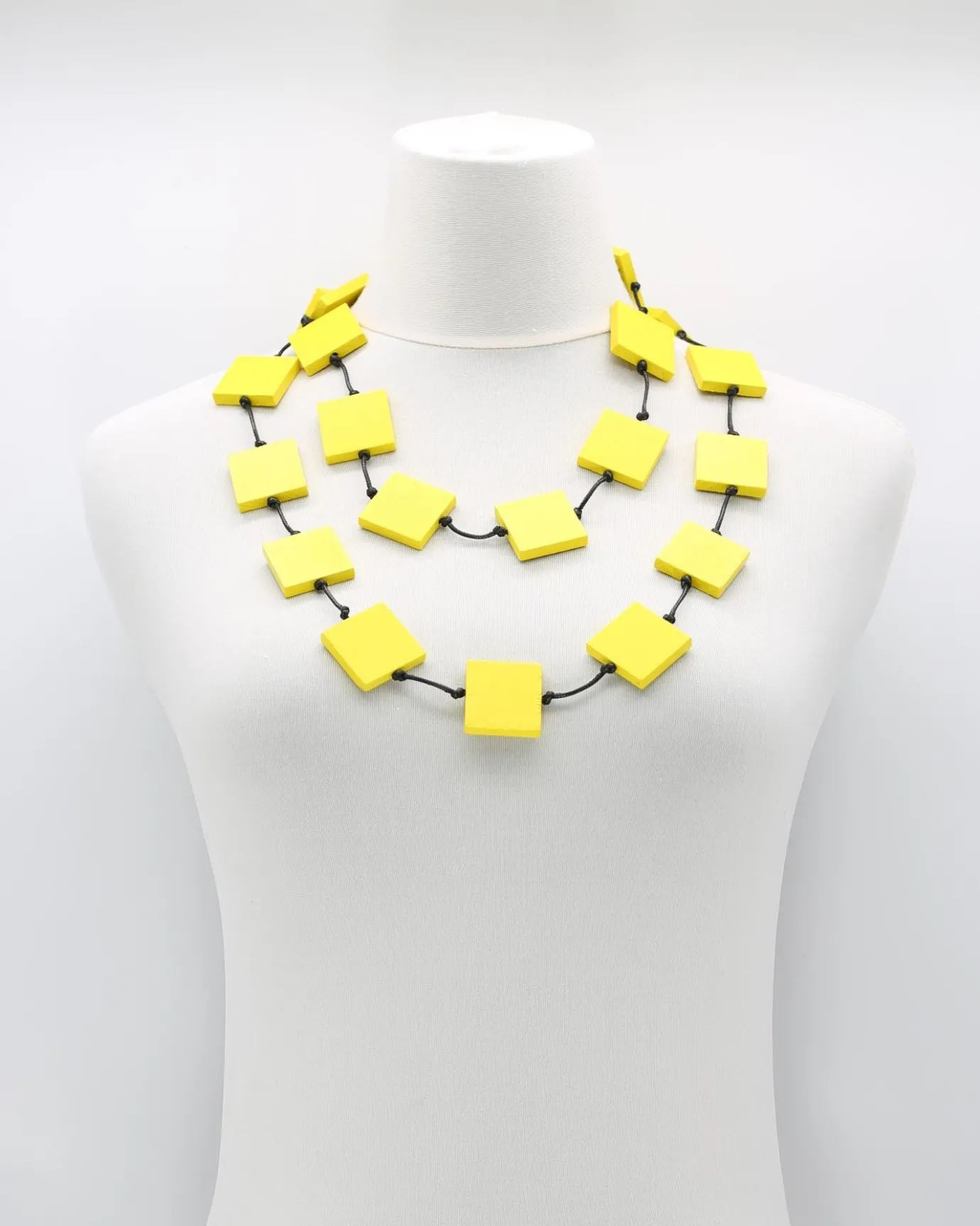 Women Alembika Accessories<Recycled Wood Square Beads Necklace, Yellow