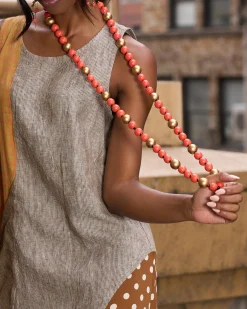 Women Alembika Accessories<Round Beads Necklace - Duo (Orange)