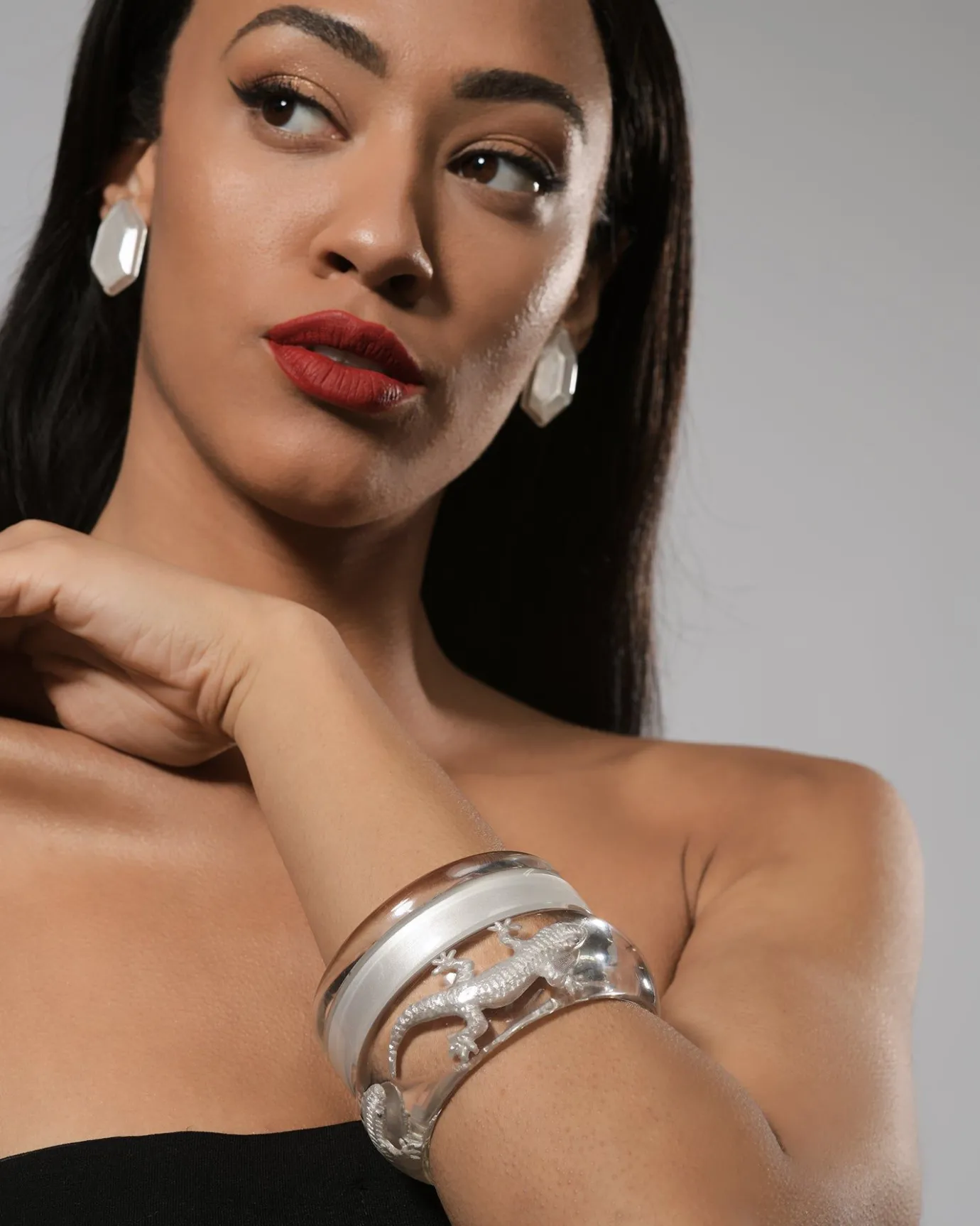 Women Alembika Jewelry<Rounded Bangle Bracelet, Clear