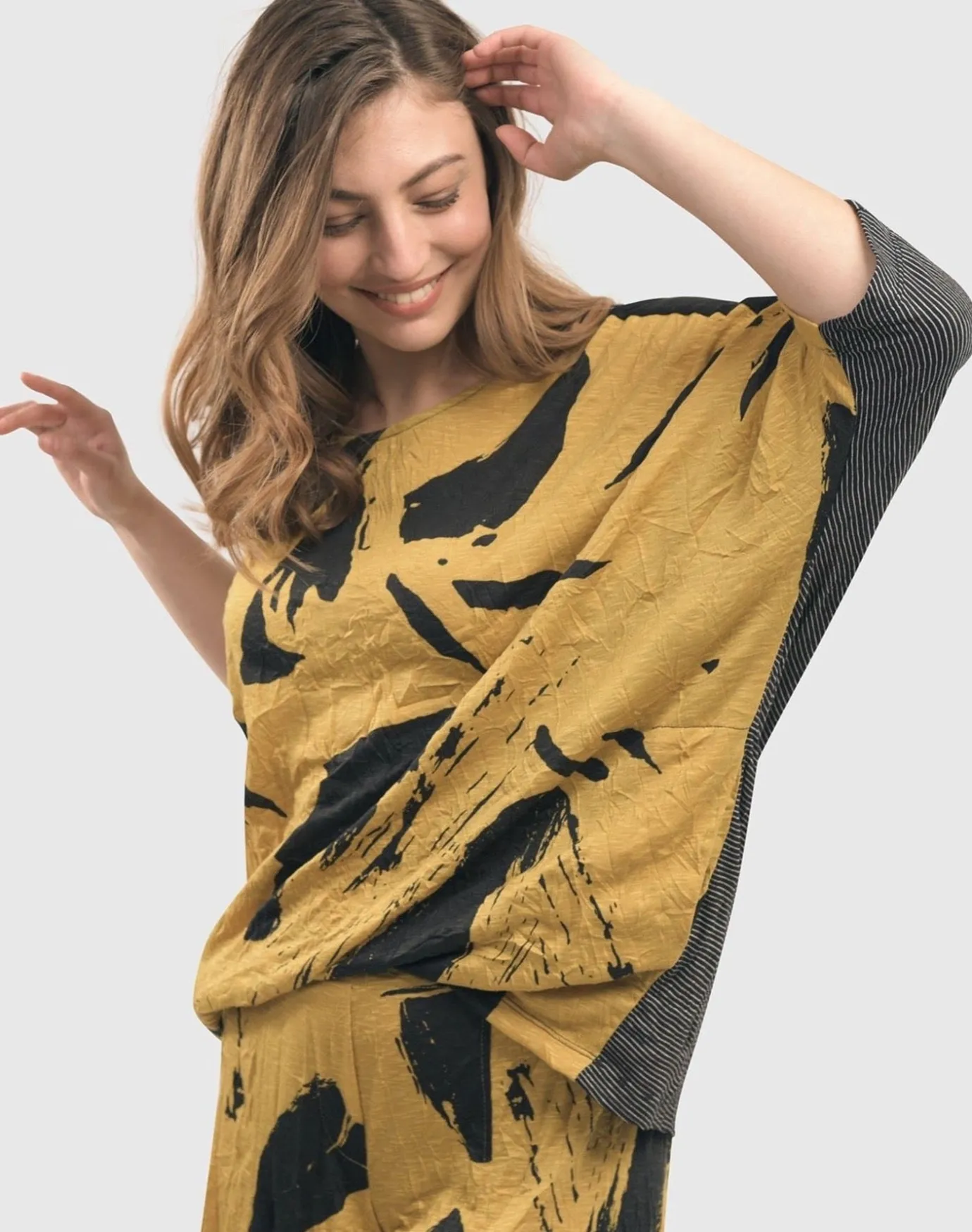 Women Alembika Plus<Ru Crinkle Dolman Top, Yellow