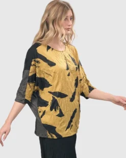 Women Alembika Plus<Ru Crinkle Dolman Top, Yellow