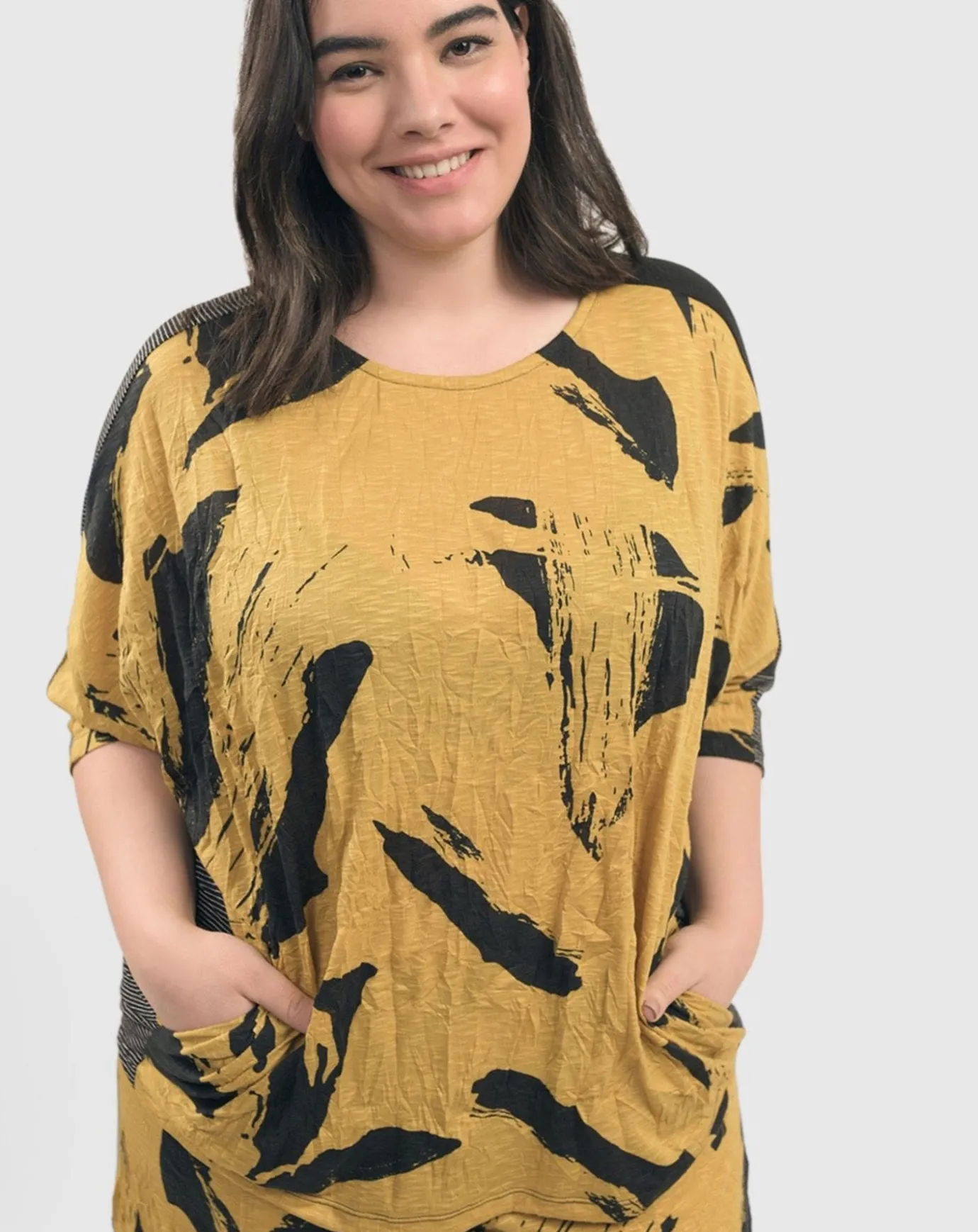 Women Alembika Plus<Ru Crinkle Dolman Top, Yellow