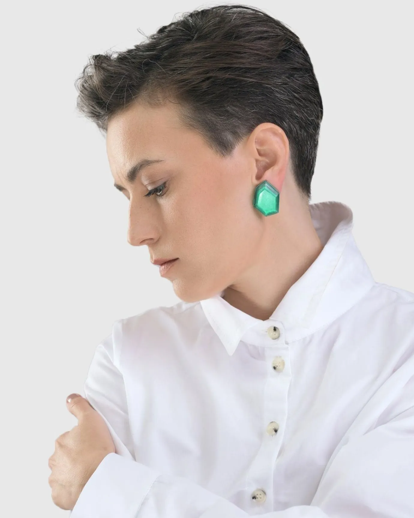 Women Alembika Accessories<Sea Faceted Clip Earrings, Green