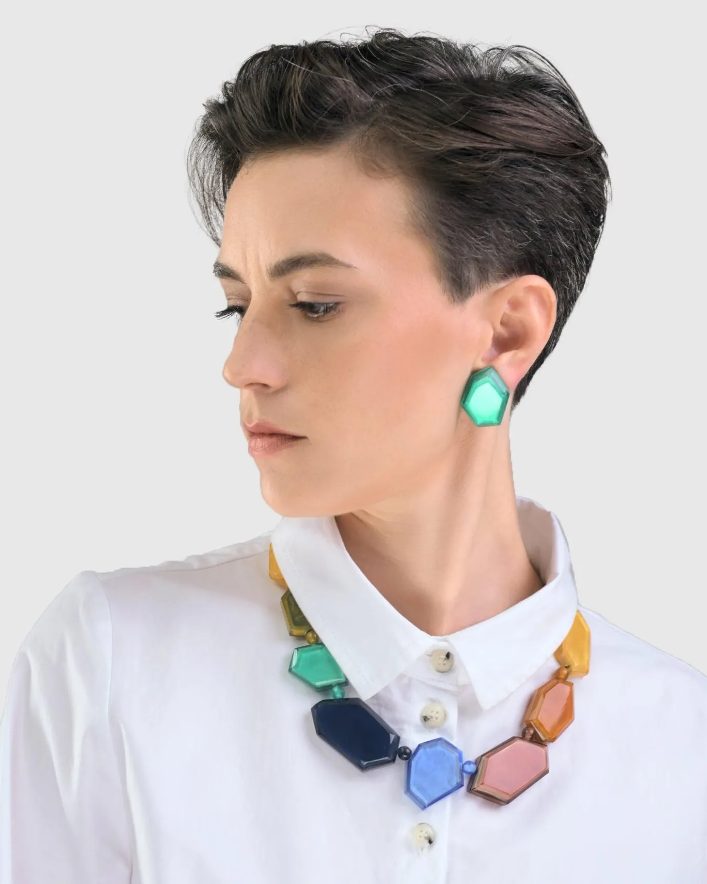 Women Alembika Accessories<Sea Faceted Clip Earrings, Green