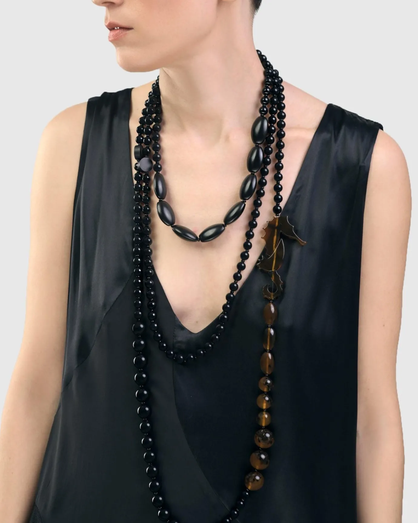 Women Alembika Accessories<Seahorse Bead Necklace, Tortoise/Black