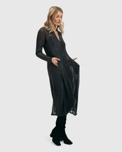 Women Alembika Dresses<Soft Chiffon Cocoon Dress, Pewter