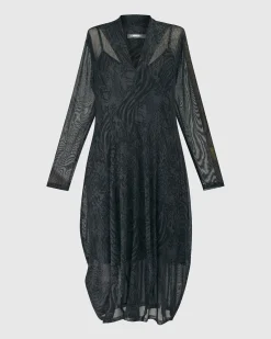 Women Alembika Dresses<Soft Chiffon Cocoon Dress, Pewter