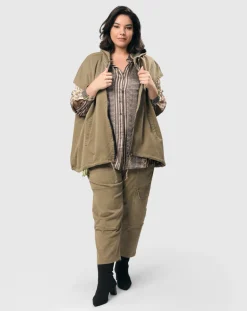 Women Alembika Plus<Soft Twill Drawstring Vest, Khaki