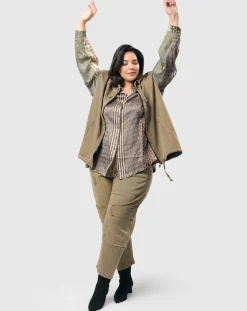 Women Alembika Plus<Soft Twill Drawstring Vest, Khaki