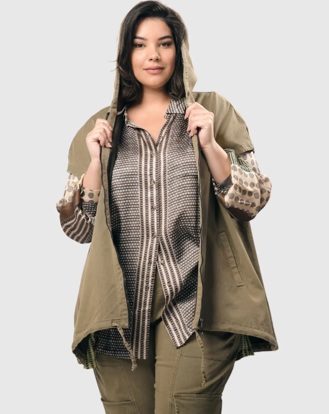 Women Alembika Jackets<Soft Twill Drawstring Vest, Khaki
