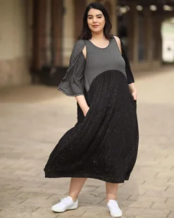 Women Alembika Plus<Sprinkle Crinkle Tank Dress, Black